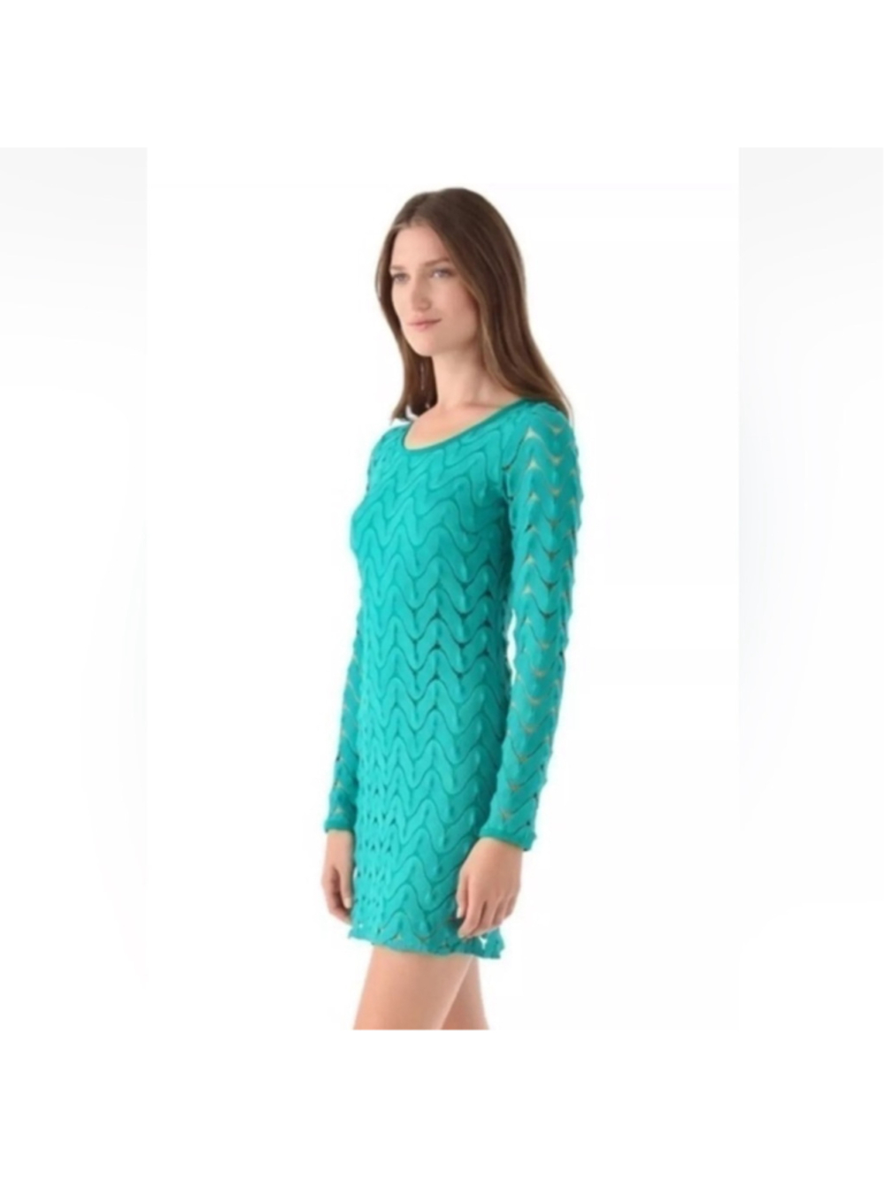 Free People Shift Dress Women Size M Green Lace 100% Polyester Back Keyhole